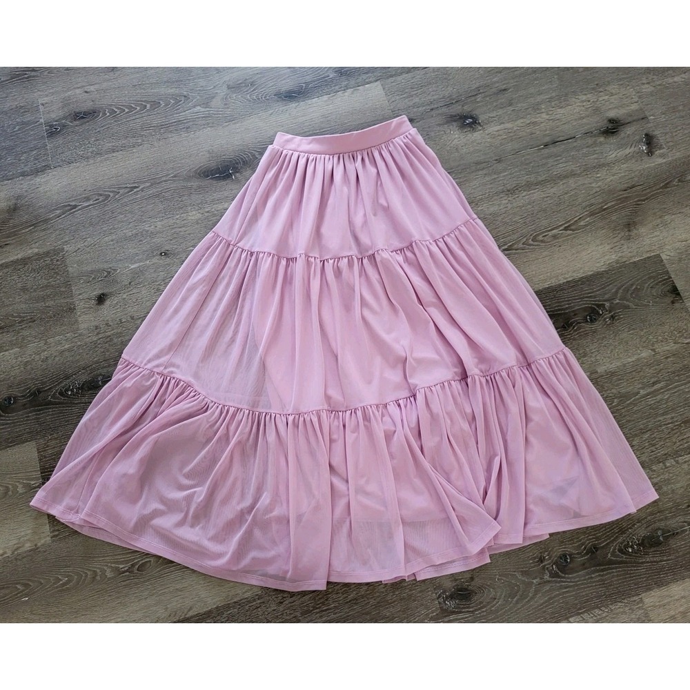 Zara Lilac Purple Tiered A-line Cottage Prarie Peasant Pull On Maxi Skirt S